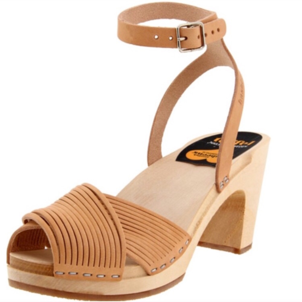 Hasbeen Strappy peep toe clogs